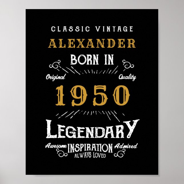 Personalized Birthday 1950 Add Your Name Legendary Poster (Framsidan)