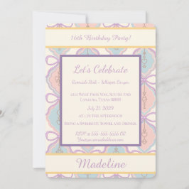 Personalized Birthday Bow Sweet Invitation Blush Inbjudningar