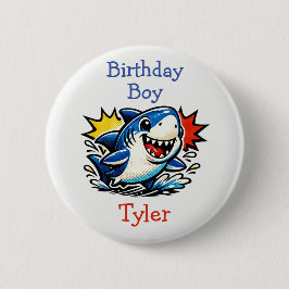 Personalized Birthday Boy Pop Art Shark Knapp