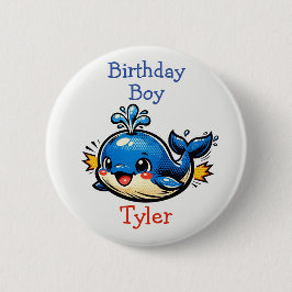 Personalized Birthday Boy Pop Art Whale Knapp