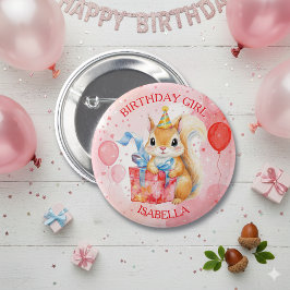 Personalized Birthday Girl's Squirrel Pink and Red Knapp