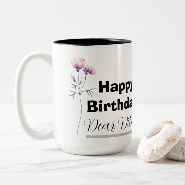 Personalized birthday mug, custom birthday gift Två-Tonad mugg (Med munk)