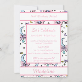 Personalized Birthday Pink Bow Sweet Invitation Inbjudningar