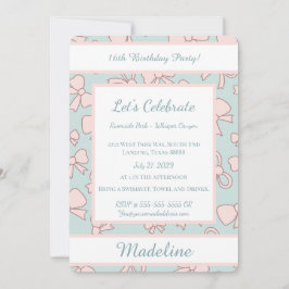 Personalized Birthday Pink Bow Sweet Invitation Inbjudningar