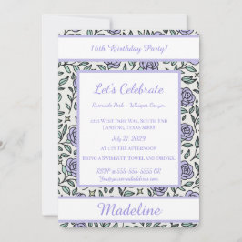 Personalized Birthday Rose Girl Sweet Invitation Inbjudningar