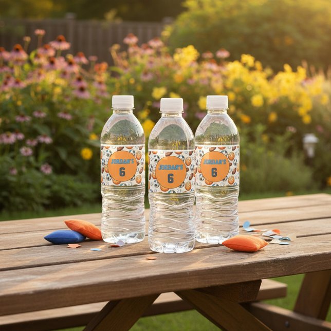 Personalized Birthday Sports Theme Water Label Vattenflaskor Etikett (Skapare uppladdad)