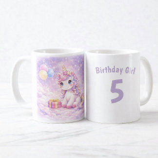 Personalized Birthday Unicorn Girl Mug Kaffemugg