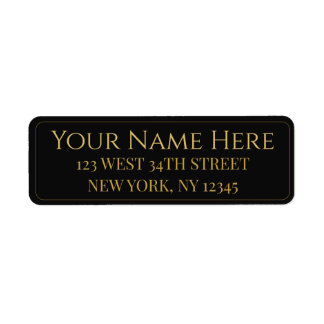 Personalized Black and Gold Name and Address on Returadress Etikett
