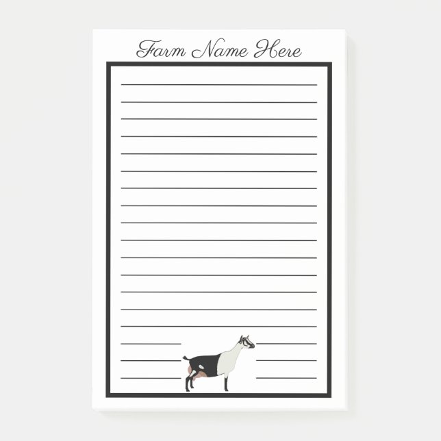 Personalized Black and White Alpine Dairy Goat Post-it Block (Framsida)