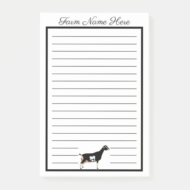 Personalized Black and White LaMancha Dairy Goat Post-it Block (Framsida)