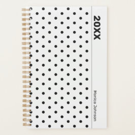 Personalized Black and White Polka Dot Planner
