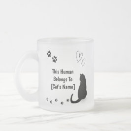 Personalized Black Cat Frosted Glass Mug Frostad Glasmugg