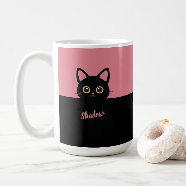 Personalized Black Cat Mug - Gift For Cat lovers Kaffemugg (Med munk)