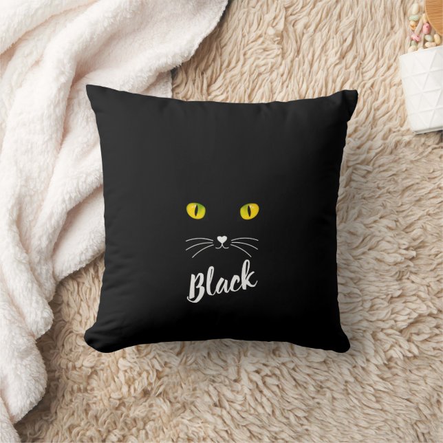 Personalized Black Cat Pillow, Gift for Cat Lovers Kudde (Filt)