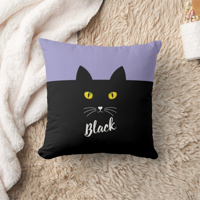 Personalized Black Cat Pillow, Gift for Cat Lovers Kudde (Filt)