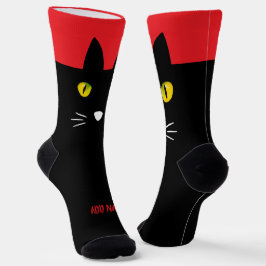 Personalized Black Cat Socks - Cats Custom Gift