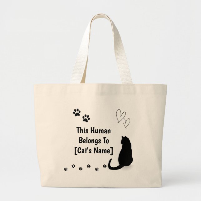 Personalized Black Cat Tote Bag Jumbo Tygkasse (Framsidan)