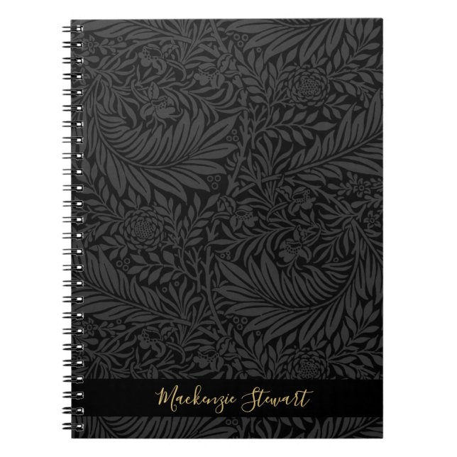 Personalized Black Floral Pattern Anteckningsbok (Framsidan)