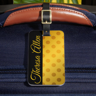 Personalized black & gold baggage tag bagagebricka