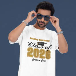 Personalized Black Gold Class of 2026 Graduation T Shirt