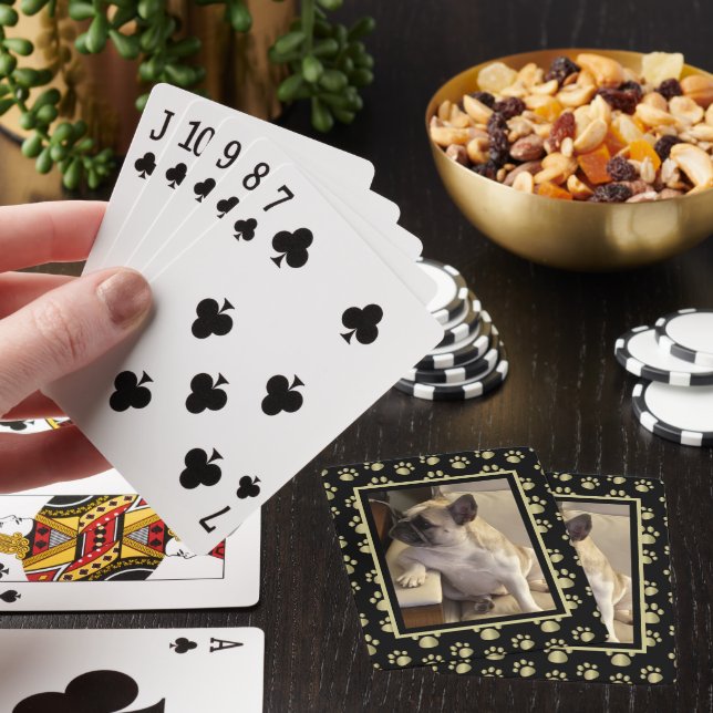 Personalized Black & Gold Pet Playing Cards Casinokort (På plats)