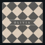 Personalized Black Harlequin Checkered Diamond Stenunderlägg<br><div class="desc">The traditional harlequin diamond motif is one of those designs that are always in style. This customized black harlequin and checkered set maintains an exquisite vintage-inspired style while incorporating a classic geometric design into contemporary everyday items. A smart, fashionable, and easily timeless effect is produced by the striking contrast of...</div>