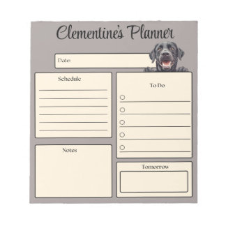 Personalized Black Labrador Daily Planner Anteckningsblock