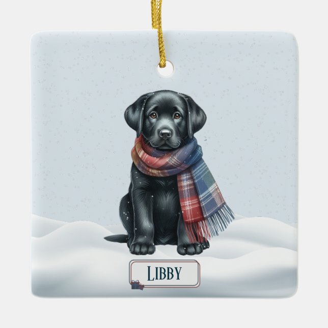 Personalized Black Labrador Retriever Ornament  (Framsida)
