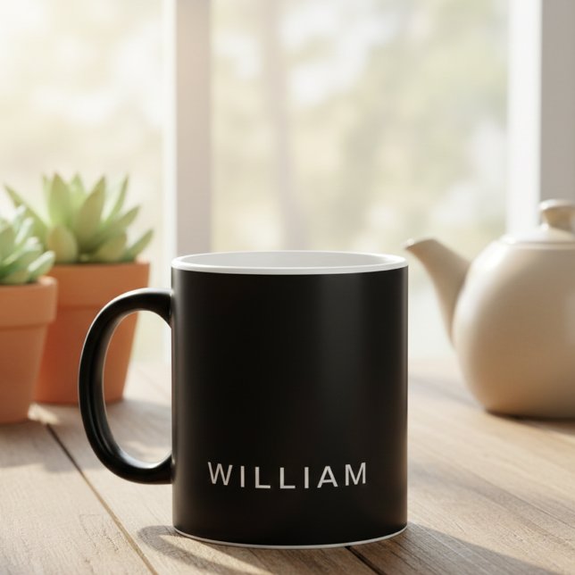 Personalized Black & Monogram with Custom Magisk Mugg (Skapare uppladdad)