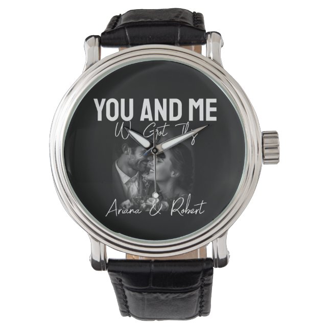 Personalized Black Photo Couple 'You and Me'  Armbandsur (Framsida)