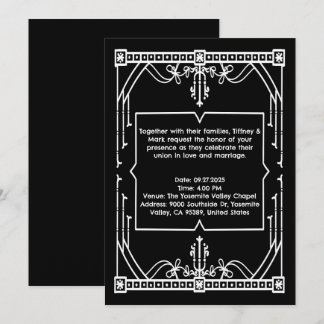 Personalized Black Wedding Invitation Card Inbjudningar