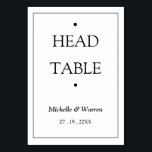 Personalized Black & White Head Bordsnummer<br><div class="desc">Personalized Minimalist Black & White Head Table Carfd</div>