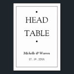 Personalized Black & White Head Bordsnummer<br><div class="desc">Personalized Minimalist Black & White Head Table Carfd</div>