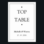 Personalized Black & White TOP Bordsnummer<br><div class="desc">Personalized Minimalist Black & White TOP Table Card</div>