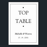 Personalized Black & White TOP Bordsnummer<br><div class="desc">Personalized Minimalist Black & White TOP Table Card</div>