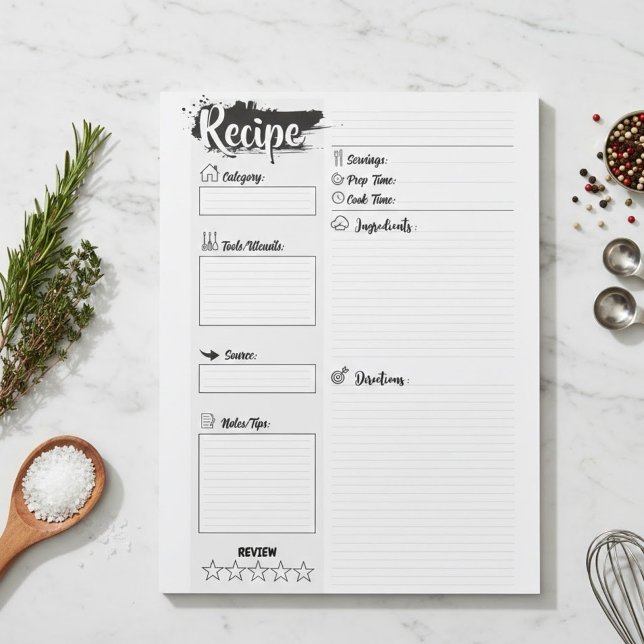 Personalized Blank Basic Recipe Pages Anteckningsblock (Custom recipe Pages for writing template)