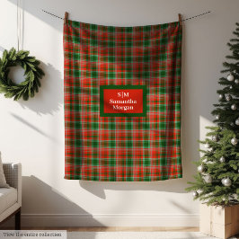 Personalized Blanket Monogram Christmas Style Fleecefilt