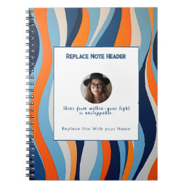 Personalized Blue and Orange Wave Patterned  Anteckningsbok