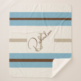 Personalized Blue Brown Stripe Monogram Coastal 