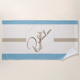 Personalized Blue Brown Stripe Monogram Coastal 
