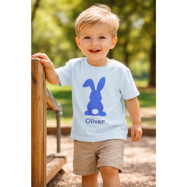 Personalized Blue Bunny - Custom Name Cute Rabbit  T Shirt (Skapare uppladdad)