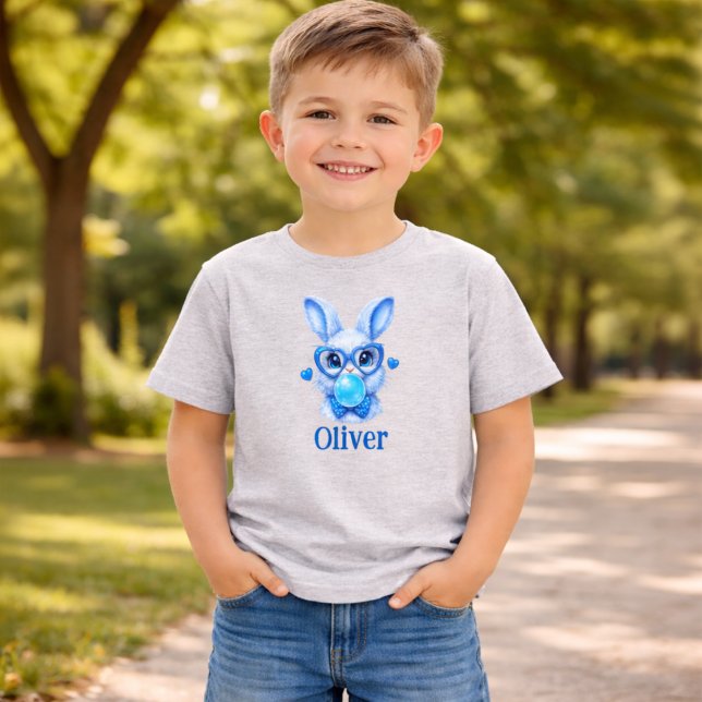 Personalized Blue Bunny Toddler Boy T Shirt (Skapare uppladdad)