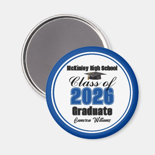 Personalized Blue Class of 2026 Graduation Party Magnet (Front/Back)