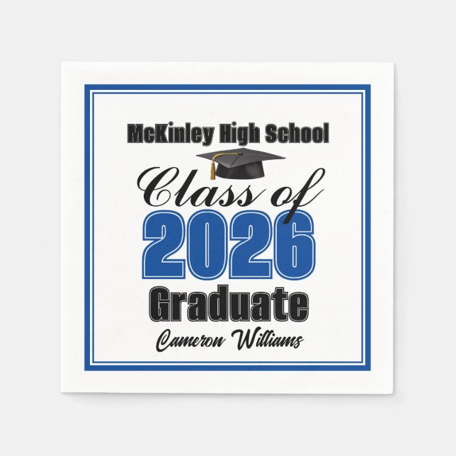 Personalized Blue Class of 2026 Graduation Party Pappersservett (Framsidan)