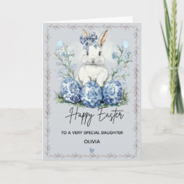 Personalized Blue Easter Bunny Daughter Card  Kort