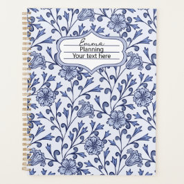 Personalized Blue Floral Planner Notebook