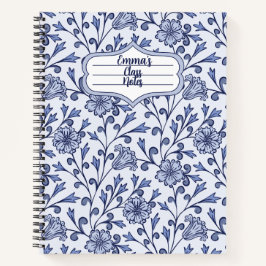 Personalized Blue Floral Spiral Notebook 8.5x11