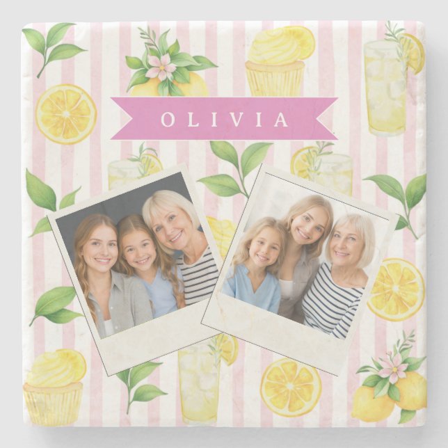 Personalized Blue Folk Floral Nordic Custom Stenunderlägg (Framsidan)