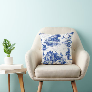 Personalized Blue French Toile  Kudde