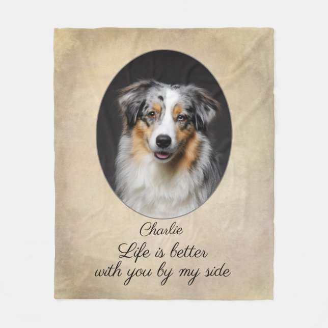 Personalized Blue Merle Aussie by My Side Fleecefilt (Framsidan)